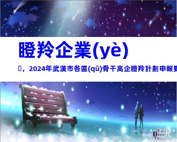 瞪羚企業(yè)，2024年武漢市各區(qū)骨干高企瞪羚計劃申報要求、時間